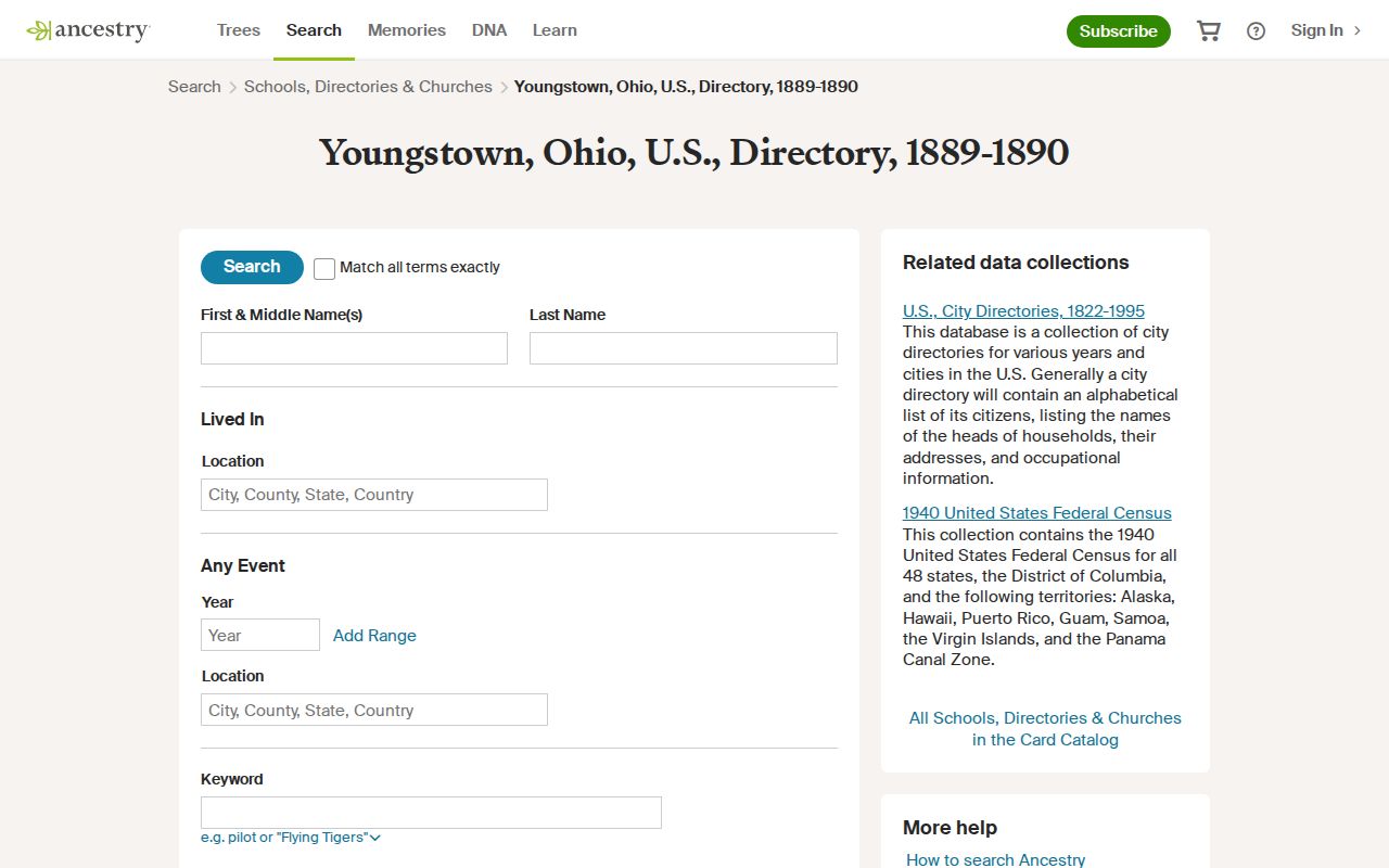 Mahoning County city directory 1889-90 Youngstown collection
