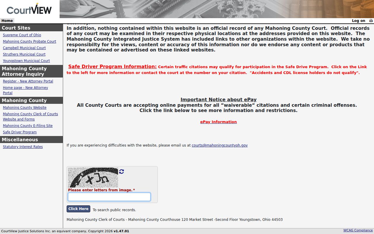 Mahoning County residents directory Common Pleas eCourts search