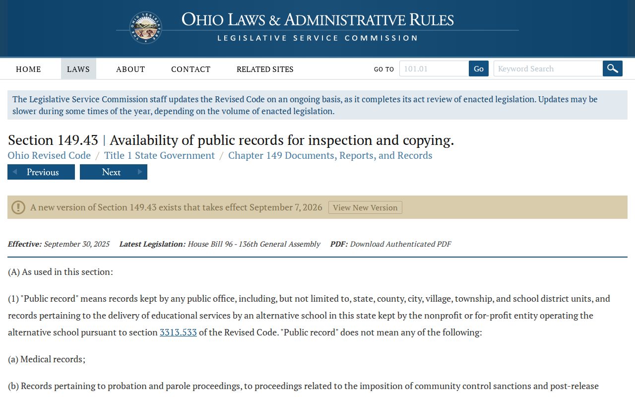 Mahoning County residents directory Ohio Public Records Act source