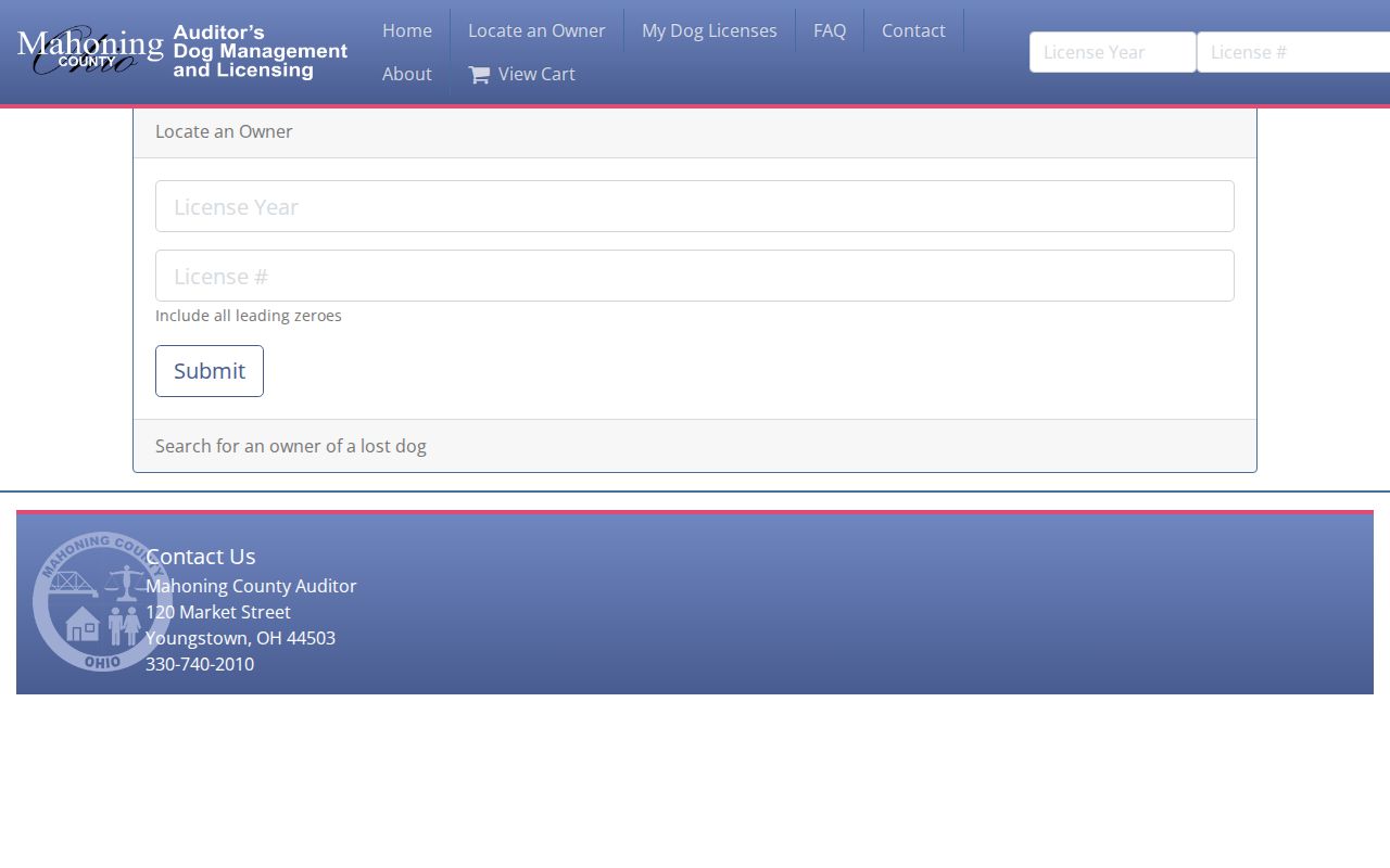 Mahoning County neighbors dog-license owner lookup