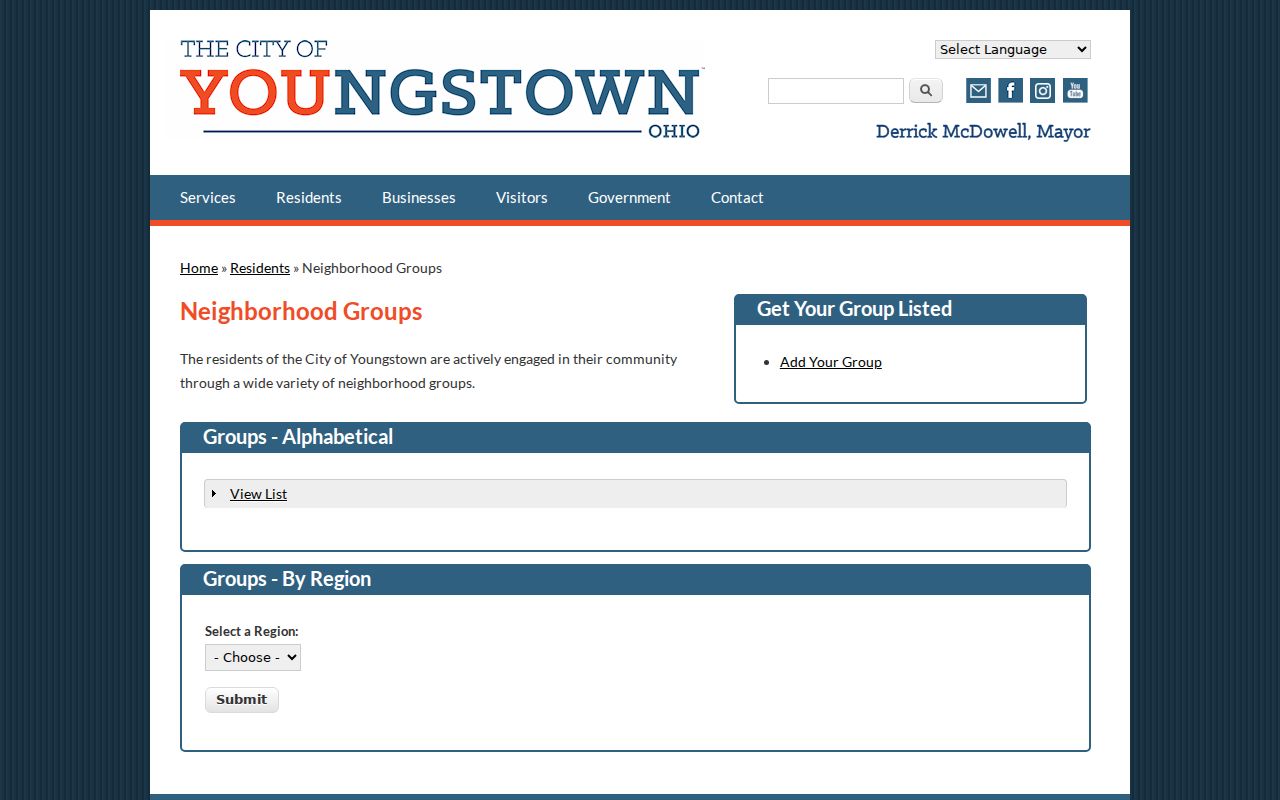 Mahoning County neighbors Youngstown neighborhood groups listing