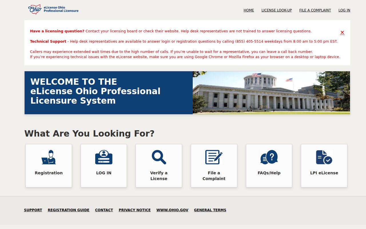 Mahoning County resident lookup through Ohio eLicense verification