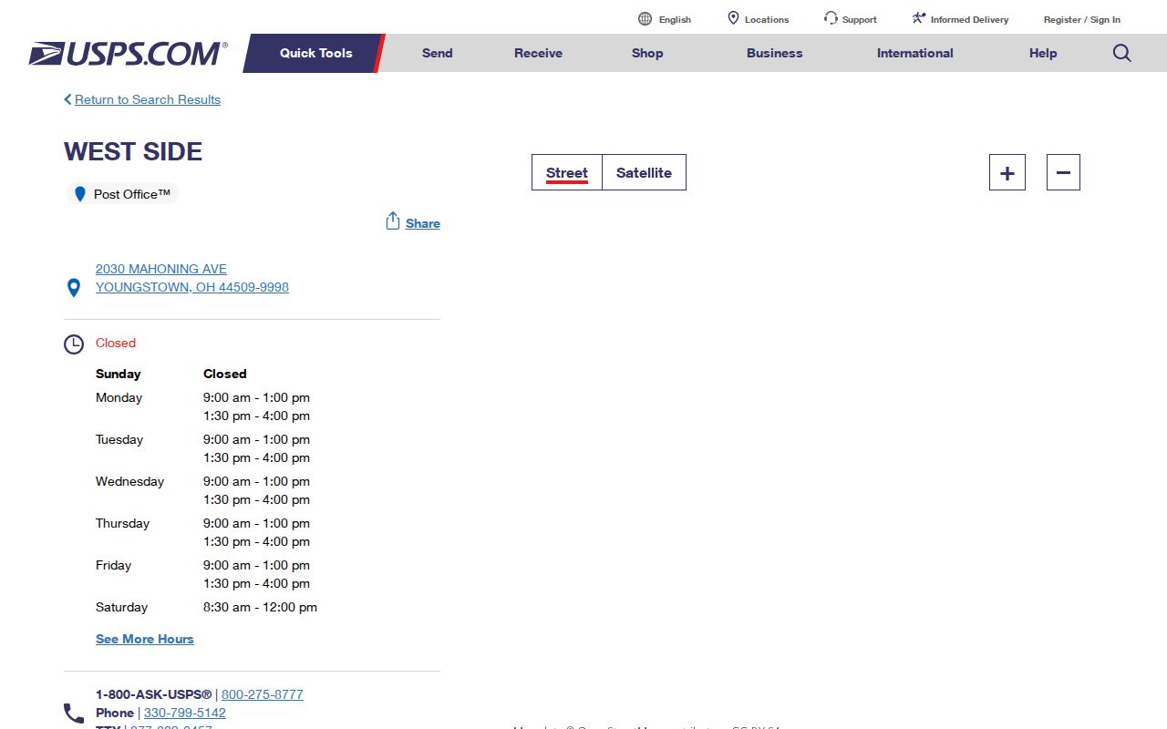 Mahoning County ZIP code directory Youngstown West Side 44509 USPS facility
